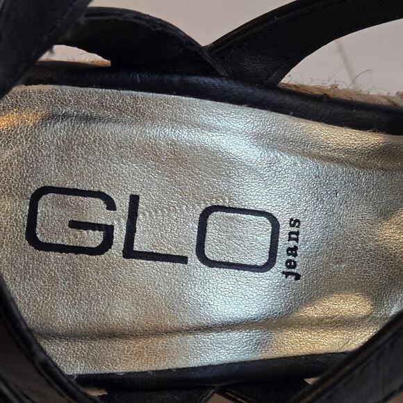Glo By Jlo Wedges Size 8 Strappy Black NEW W/o Box 3.5" Neutral Cord Heel - Picture 8 of 9